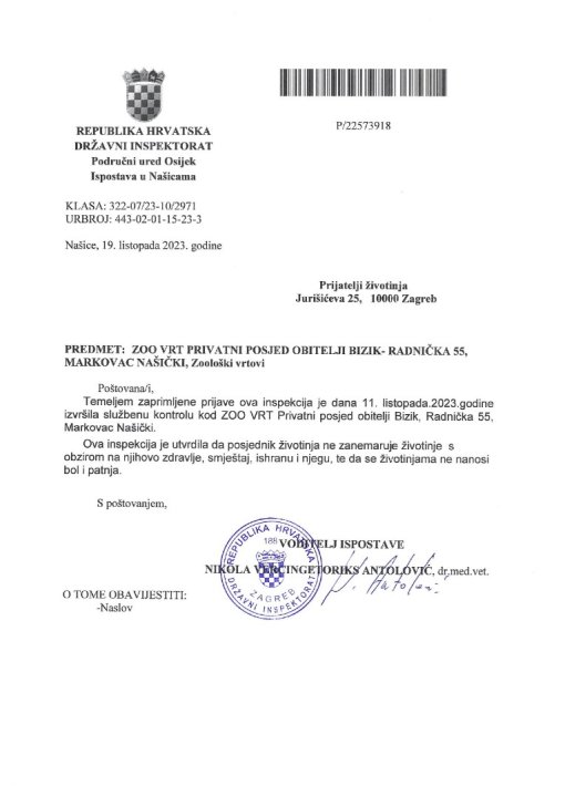 Zoo Bizik odgovor inspekcije [ 96.62 Kb ]