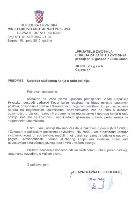 Odgovor policije [ 147.13 Kb ]