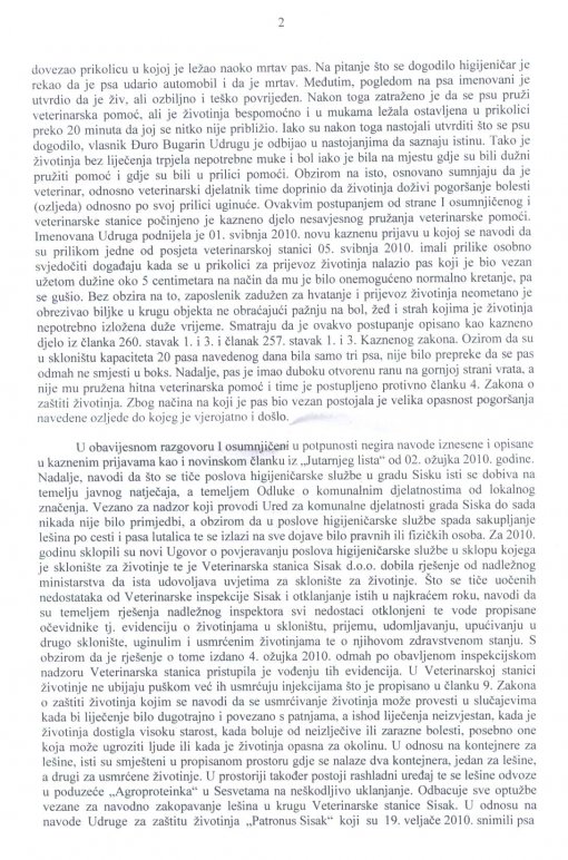 Zahtjev za reviziju rje�enja o odobrenju rada skloni�ta Veterinarske stanice Sisak 2 [ 355.56 Kb ]